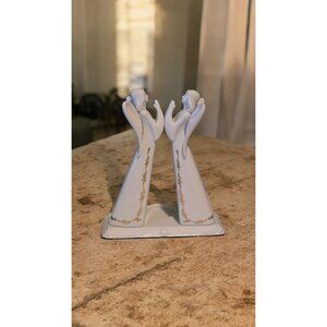 Appletree Design Double Angel Porcelain Tea Light Candle Holder, 8"